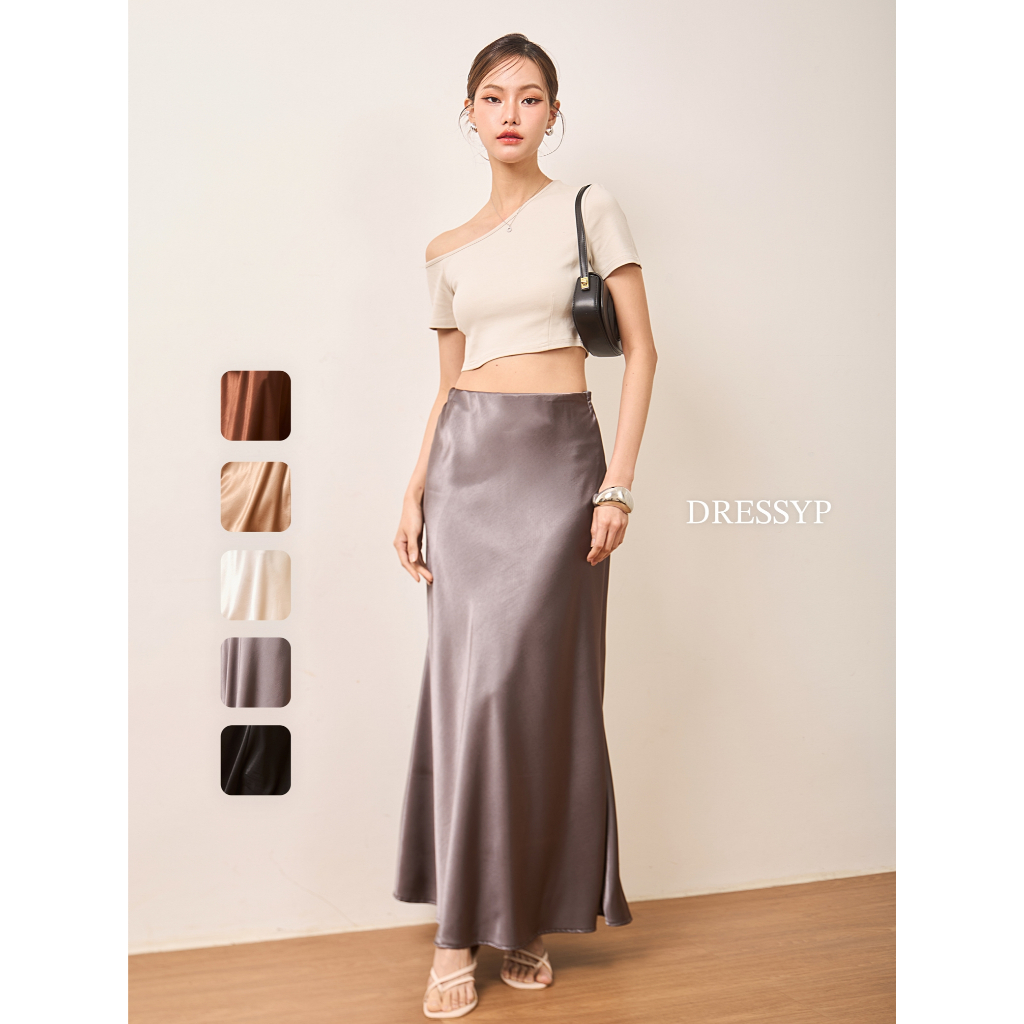 dressyp - Amber Satin long skirt กระโปรงยาวซาติน ทรงชายพริ้ว ไม่รัดรูป ดีเทล ซิปซ่อน เรียบหรู มีคลาส DP901