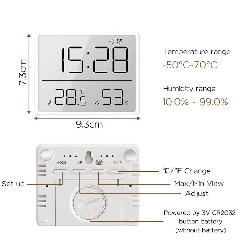 ✔LCD ดิจิตอลอิเล็กทรอนิกส์ตัววัดอุณหภูมิความชื้น Monitor ตารางนาฬิกาปลุกเครื่องวัดอุณหภูมิในร่มกลางแจ้งสถานีสภาพอากาศ รูปที่ 3