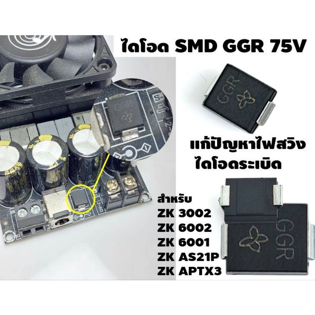 ไดโอด SMD GGR 75V  สำหรับซ่อม และอัพเกรดป้องกันไฟสวิง