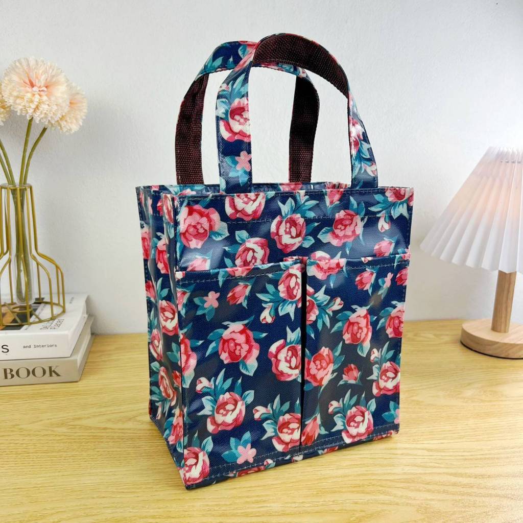 กระเป๋าผ้าเคลือบทรงเล็กกระเป๋าหน้า กว้าง 8.5