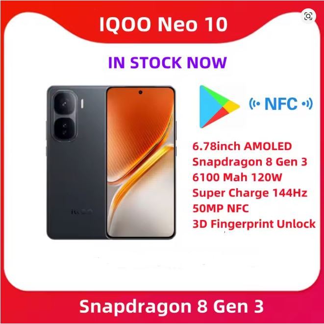 [มือ 1]VIVO iQOO Neo 10 6100mAh Battery 120W SuperVOOC 50MP IMX921 OIS 6.78 Inch AMOLED 144Hz Snapdr
