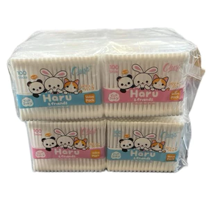 ปั่นหู HARU&FRIENDS 100 ก้าน แพค 12 ชิ้น ที่ปั่นหู ทำความสะอาดหู
