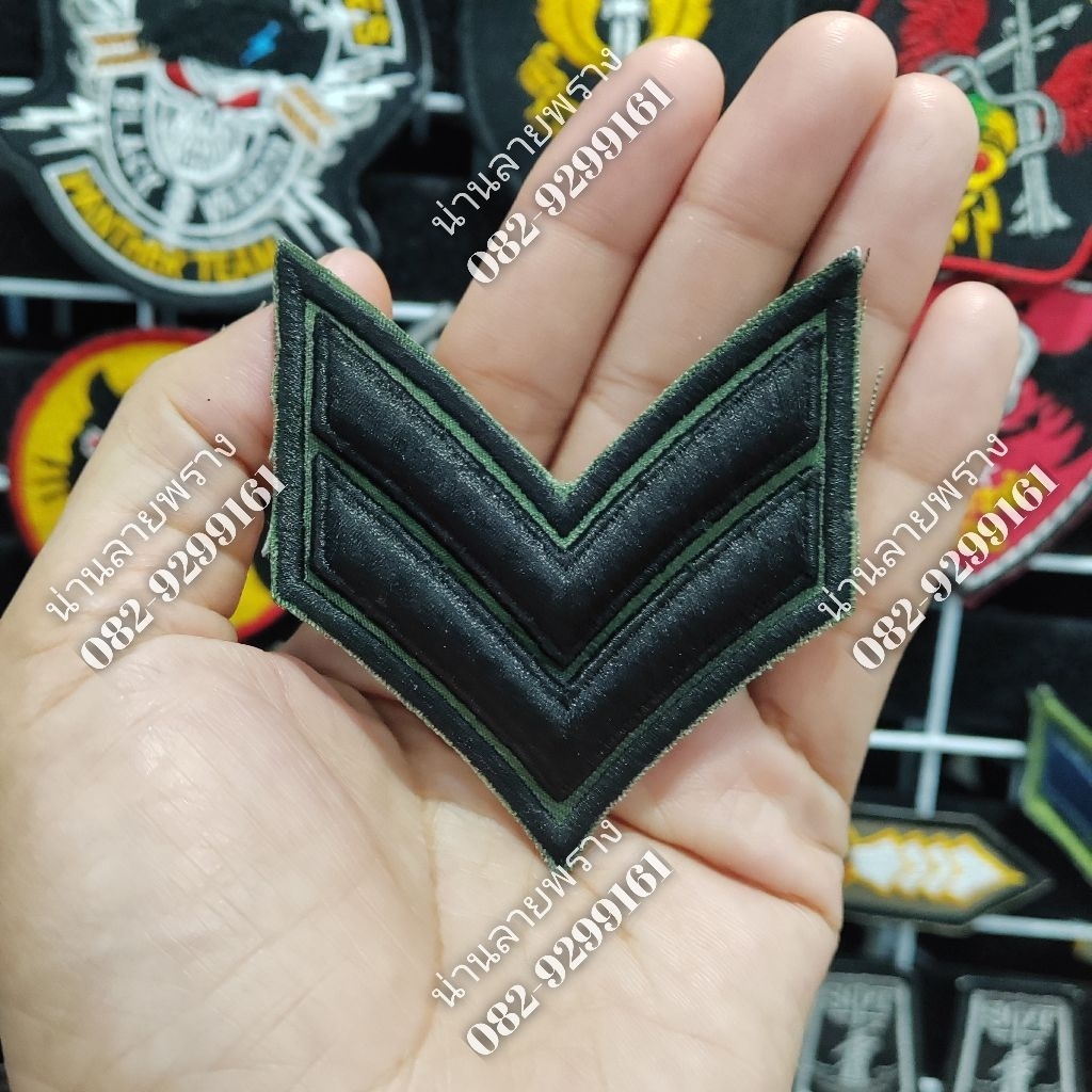 **งานปัก3มิติ​ แบบปักนูน ยศ​สิบโท(พื้นเขียว)​ ไหมดำขอบดำ ราคา ถูกที่สุด ดีลบีเคเค แกลเลอรีภาพที่ 3