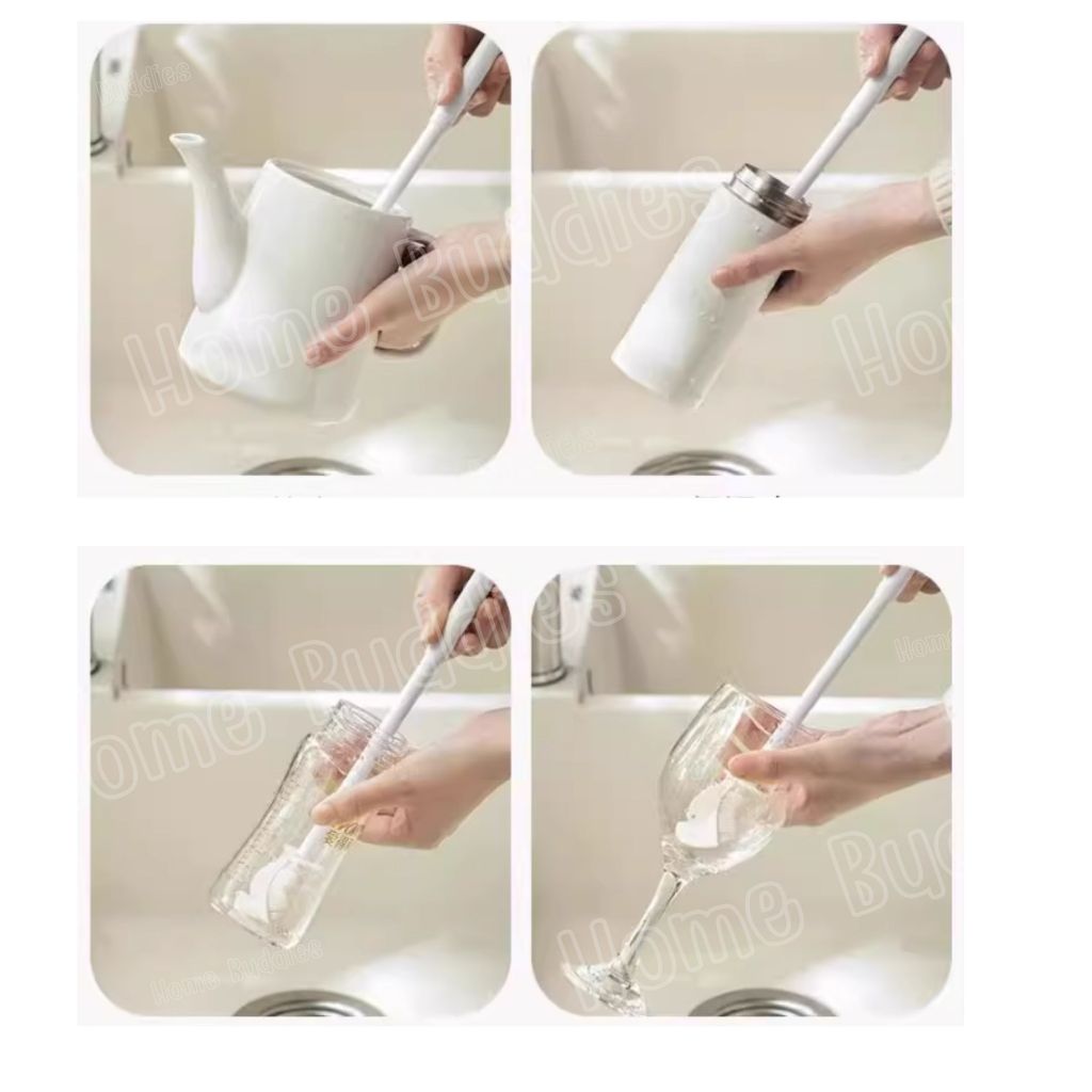 💡ส่งด่วน💡 แปรงล้างขวด แปรงซิลิโคนล้างขวด ขนแปรงงอได้ 90 องศา มีรูสำหรับห้อย ด้ามยาว  bottle brush - รูปที่ 5