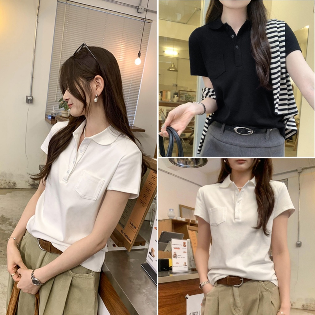 Beryl 🎀เสื้อยืดสวยๆผู้หญิง เสื้อโปโล ✨ ผ้าเนื้อนุ่ม สวมใส่สบาย ทรงเข้ารูป มีสไตล์และเรียบง่าย