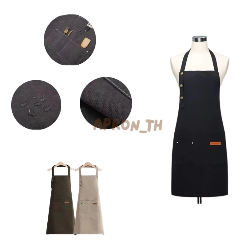 [245]ผ้ากันเปื้อนเชฟใหม่ Halter ผ้ากันเปื้อนปรับขนาดได้เหมาะสำหรับร้านอาหารในบ้าน