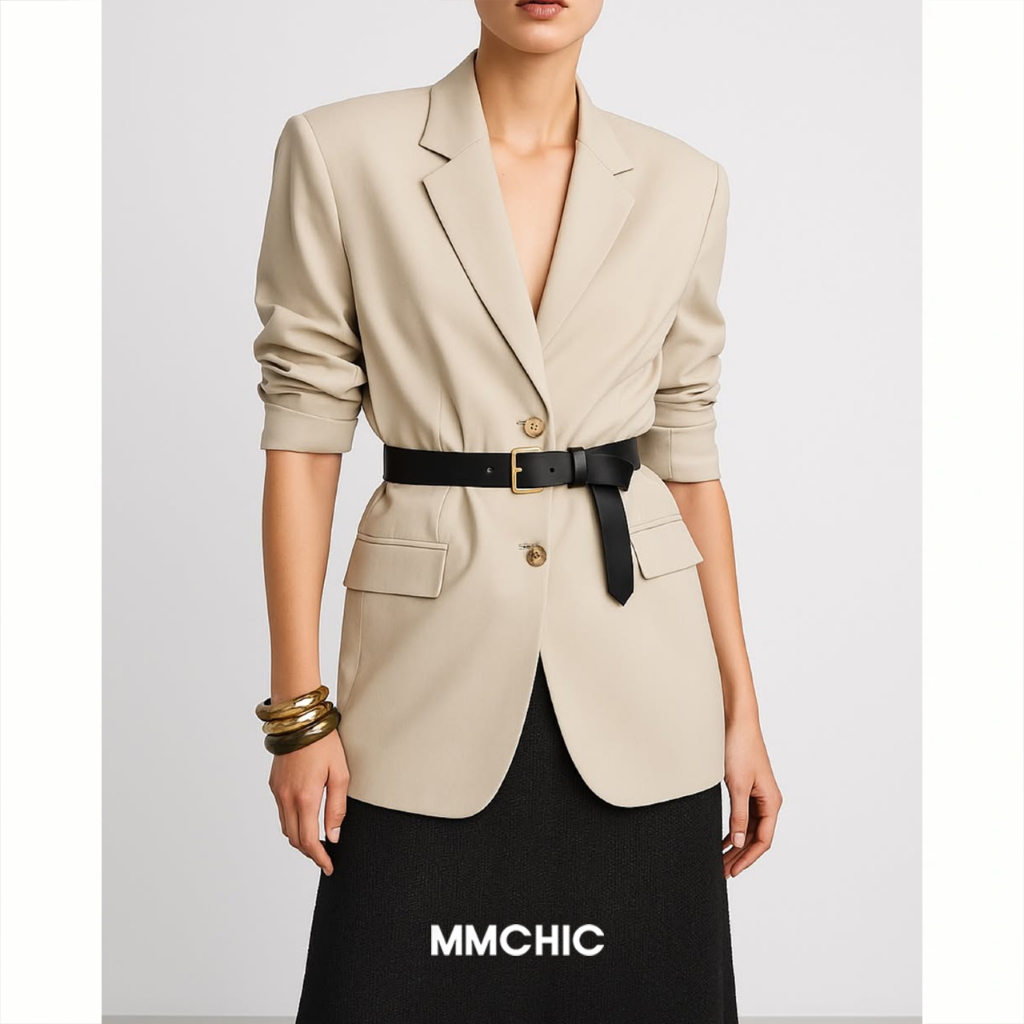MMCHIC Oversized Blazer (Beige)
