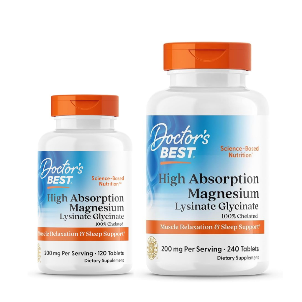 Doctor's BEST High Absorption Magnesium (Lysinate Glycinate 100% Chelated) กลืนได้ง่าย 120/240 แคปซู
