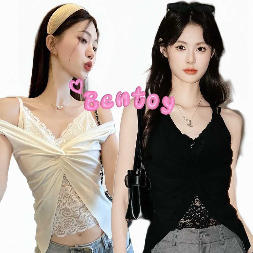 Bentoy(bratop5518)เสื้อกล้ามแขนกุด เสริมฟองน้ำในตัว สายค้องคอ ดีเทลแต่งลูกไม้ชั้นใน เซ็กซี่ งานสวยมาก