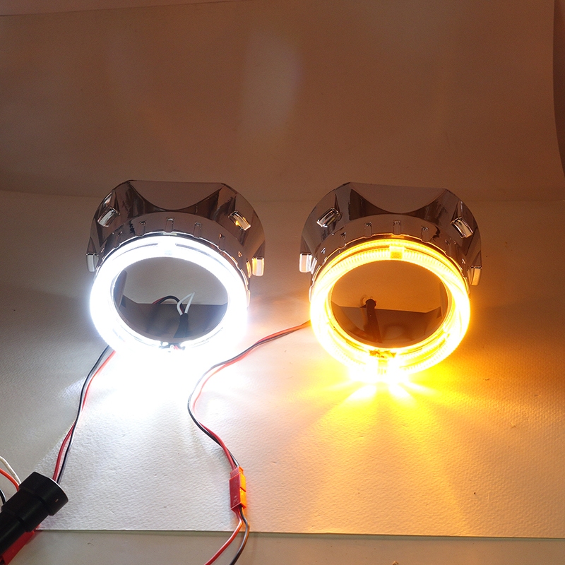 ฝาครอบ โปรเจคเตอร์สีโครเมี่ยม มีไฟวงแหวน crystal halo ring  สำหรับโปรเจคเตอร์ Bi led 2.5 นิ้ว ประกัน