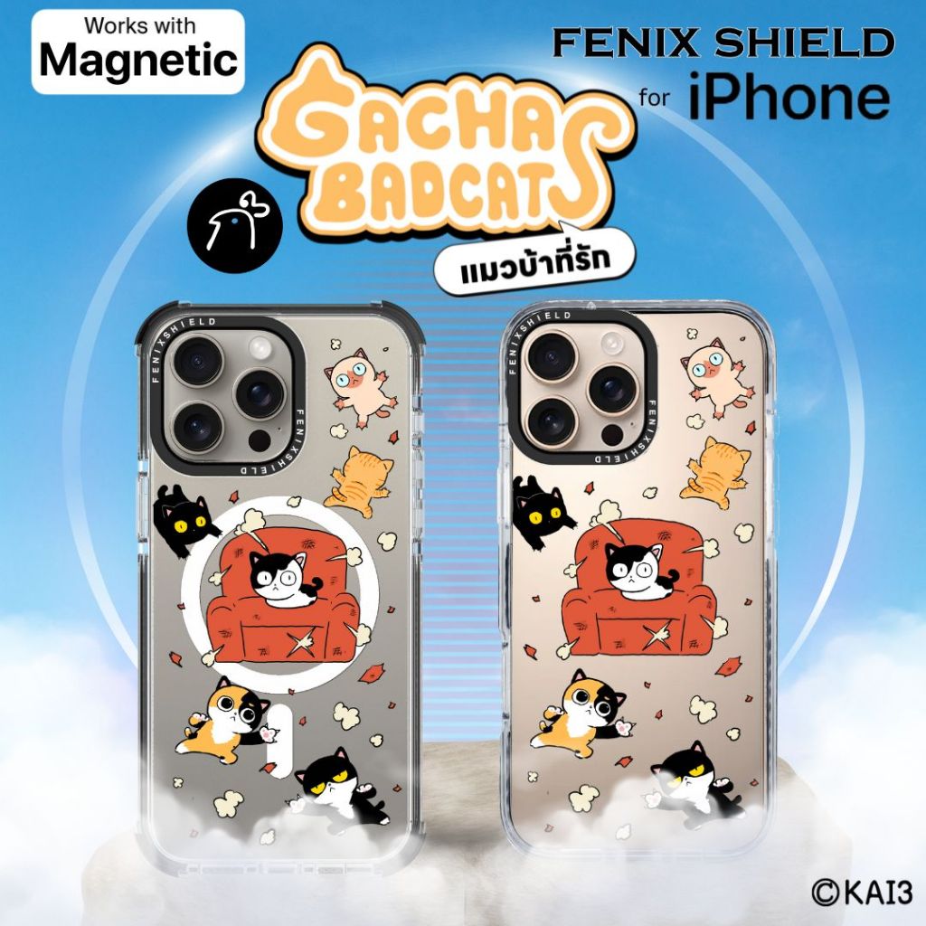 เคส FenixShield x Kai3 Gacha Badcats [ Sofa Cat ] สำหรับ iPhone iPhone 16 / 15 / 14 / 13 / Plus / Pr