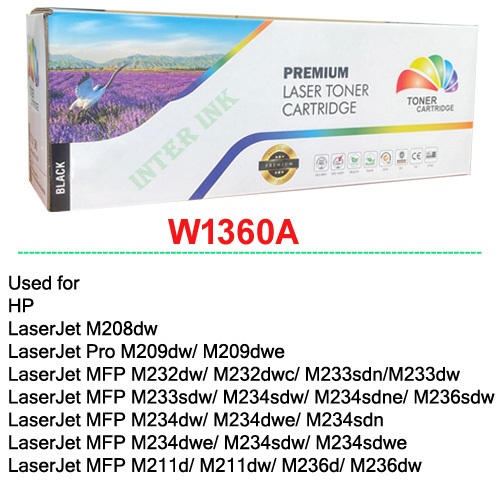 ตลับหมึก LaserJet MFP M211d/ M211dw/ M236d/ M236dw/ M236sdw (136A) สีดำ Compatible