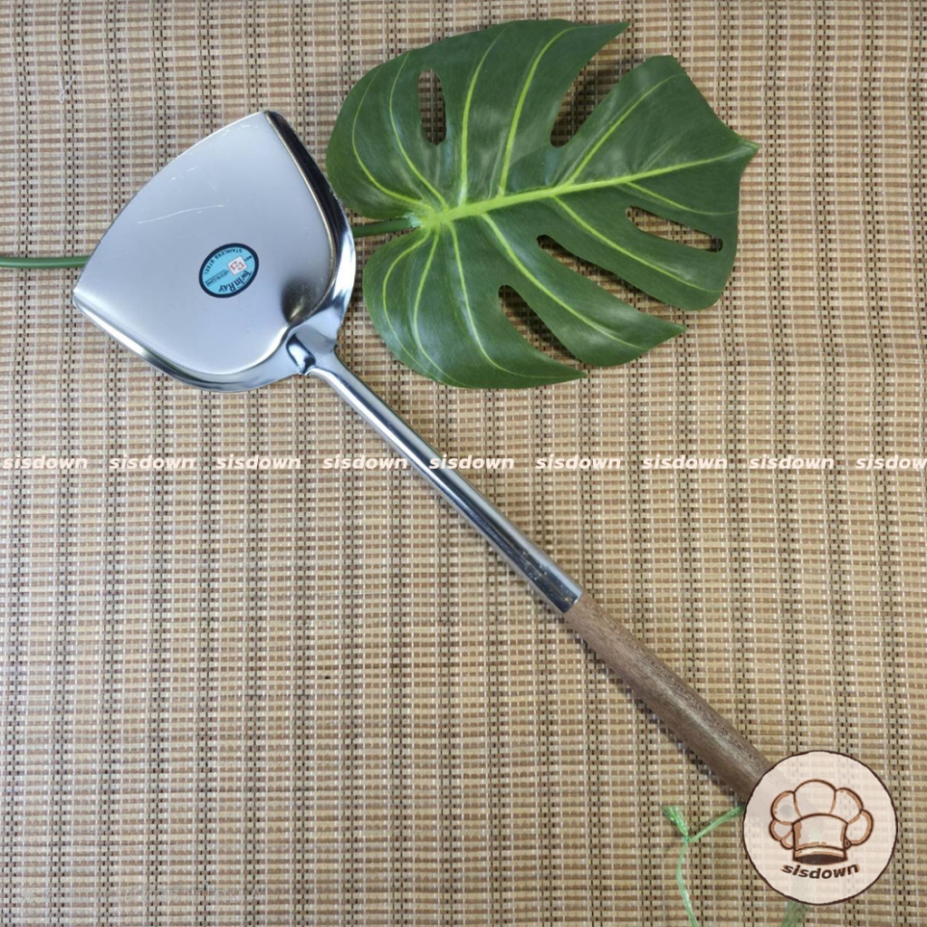 ใหม่!! ตะหลิวสแตนเลส 4,5,6,7 นิ้ว Twin Ray ตะหลิว สเตนเลส ด้ามไม้ มีให้เลือก 4 ขนาด - รูปที่ 3