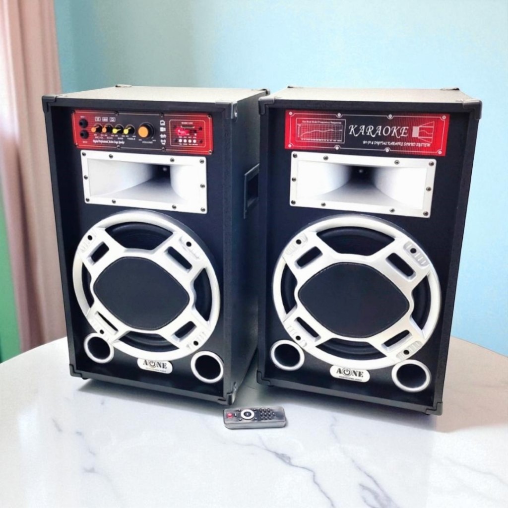 ลำโพง 1คู่ ตู้พร้อมลำโพงขยายเสียง 12" ขนาดใหญ่ตั้งพื้น รองรับบลูทูธ USD SD/GARD MP3 FM Music D.J. รุ