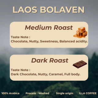 เมล็ดกาแฟ ลาวโบลาเวน (Laos bolaven) คั่วกลาง, คั่วเข้ม | โทนช็อกโกแลต นุ่ม ดื่มง่าย เหมาะทั้งกาแฟดำและนม ตัวเดียวจบ