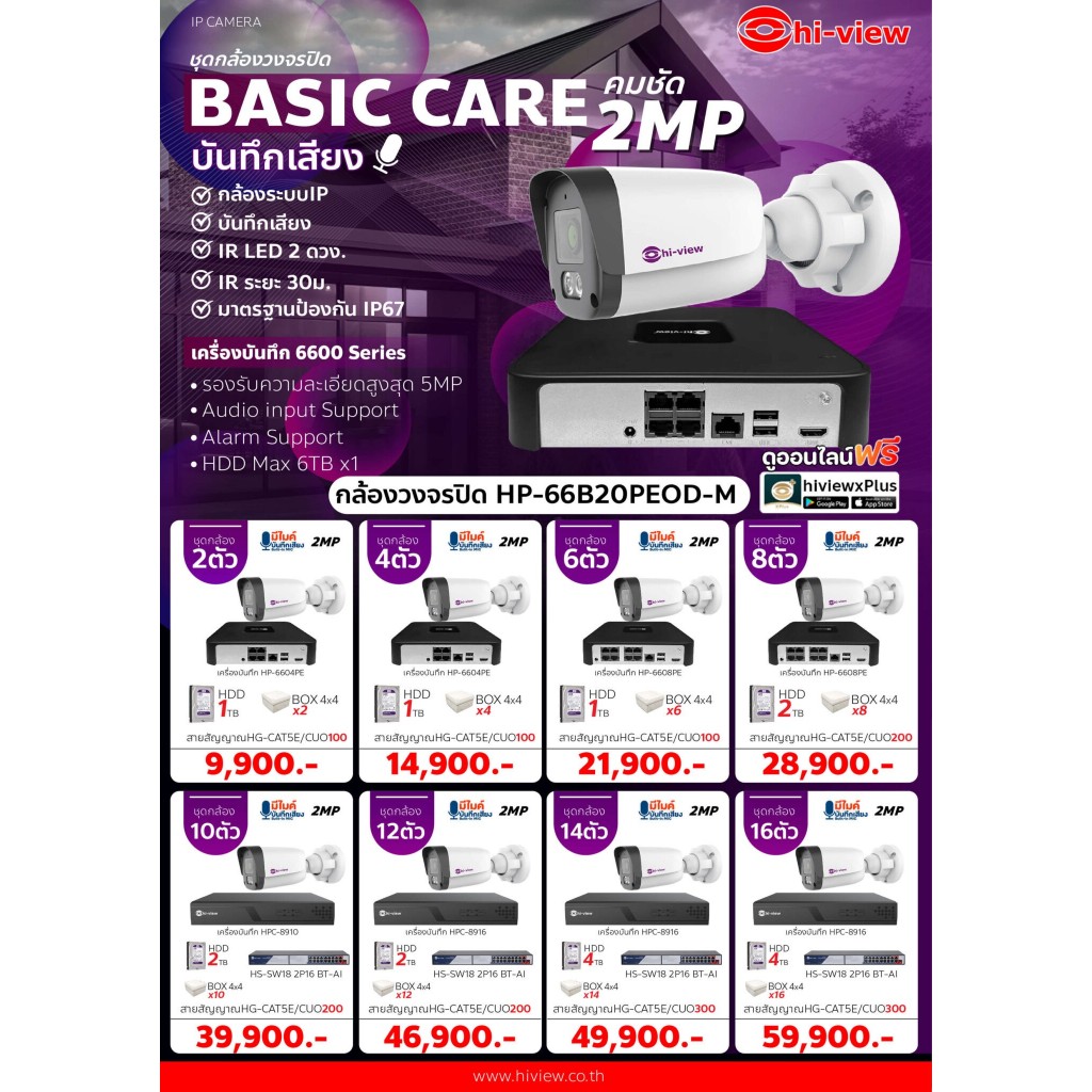 กล้องวงจรปิด IP Camera ความคมชัด 2MP บันทึกเสียงได้ เหมาะสำหรับ ติดตั้งบ้าน ร้านค้าทั่วไป