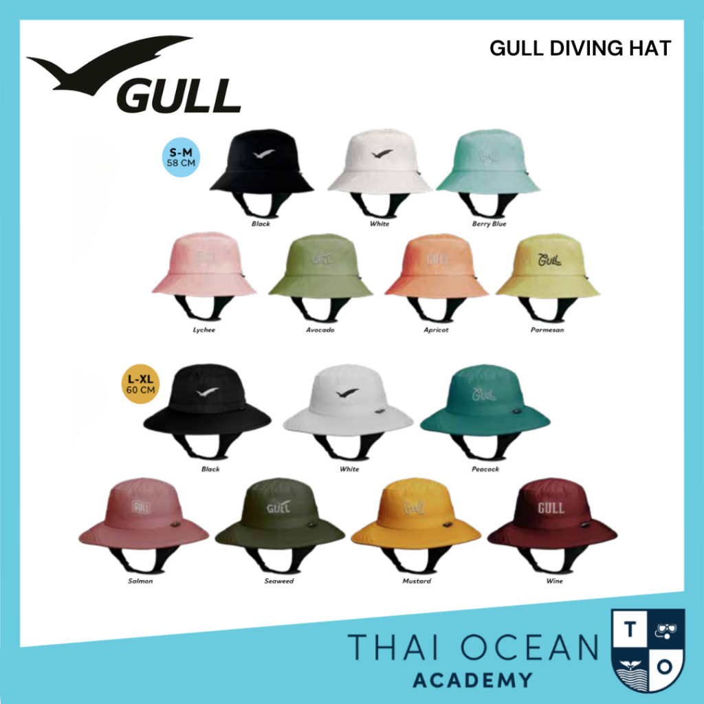 Gull Diving Hat With snorkel’s hole ใส่กันแดดหรือใส่ดำน้ำได้ มีช่องสำหรับท่อสน็อกเกิ้ล