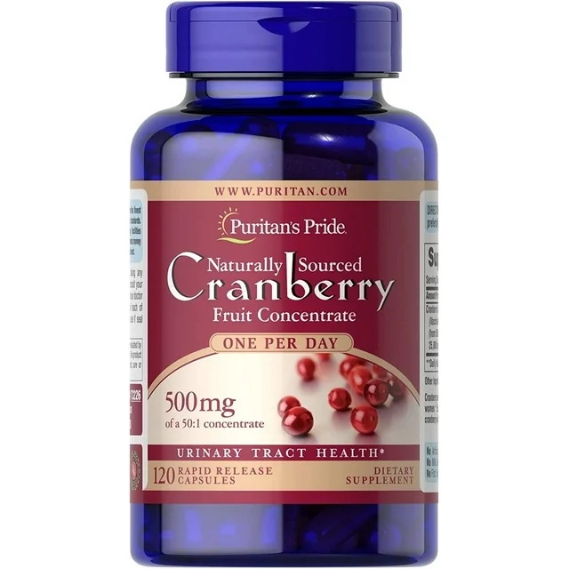 Puritans Pride One A Day Cranberry Capsules 500mg แครนเบอร์รี่หนึ่งวันแคปซูล 500มก 60/120 จำนวน