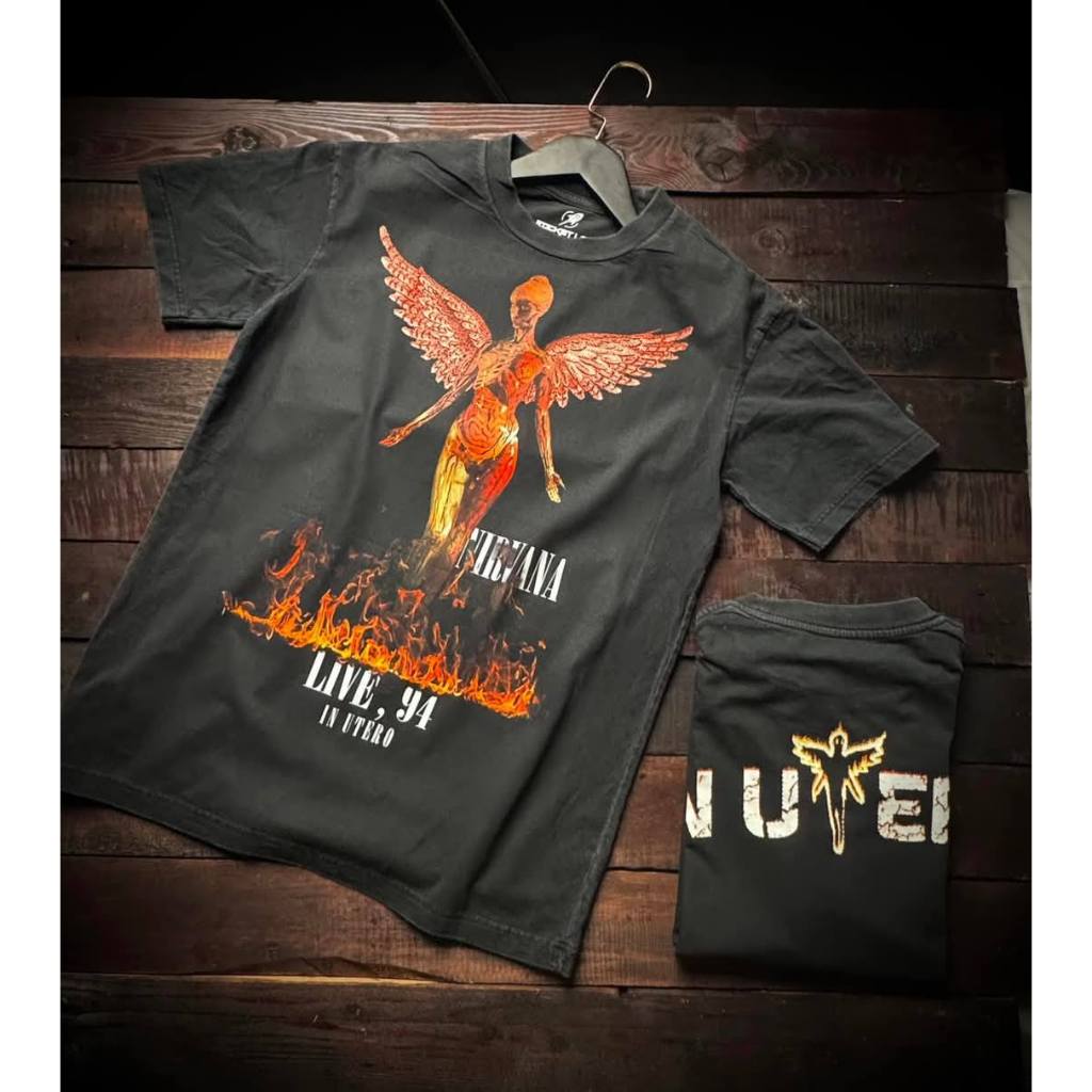 NIRVANA IN U Rocket Lab สีเฟด สไตล์วินเทจ ผ้าคอตตอนพรีเมี่ยม USA สกรีนแบบ DTG งานละเอียดคุณภาพสูง ROC034