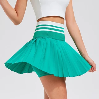 Cosleaf Skirt กระโปรงพลีทเอวสูง ขอบสี ผ้าพริ้ว มีซับในกันโป๊ (กางเกงซับมีกระเป๋าใส่ของ) ใส่เล่นกีฬา ตีกอล์ฟ เทนนิส Sport