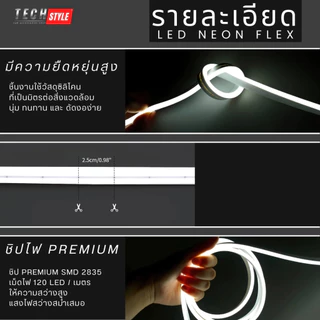 ไฟเส้น LED แถบไฟดัดงอได้ 220V กันน้ำ ไฟแต่งห้อง แสงขาว/วอร์มไวท์ 3ม.-20ม. สำหรับตกแต่งบ้าน หอพัก คริสต์มาส