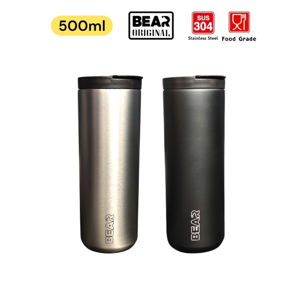 แก้ว BEAR SBR 500ml มีบริการสลักชื่อ สแตนเลส 304 แบบ 2 ชั้น เก็บอุณหภูมิร้อนและเย็น