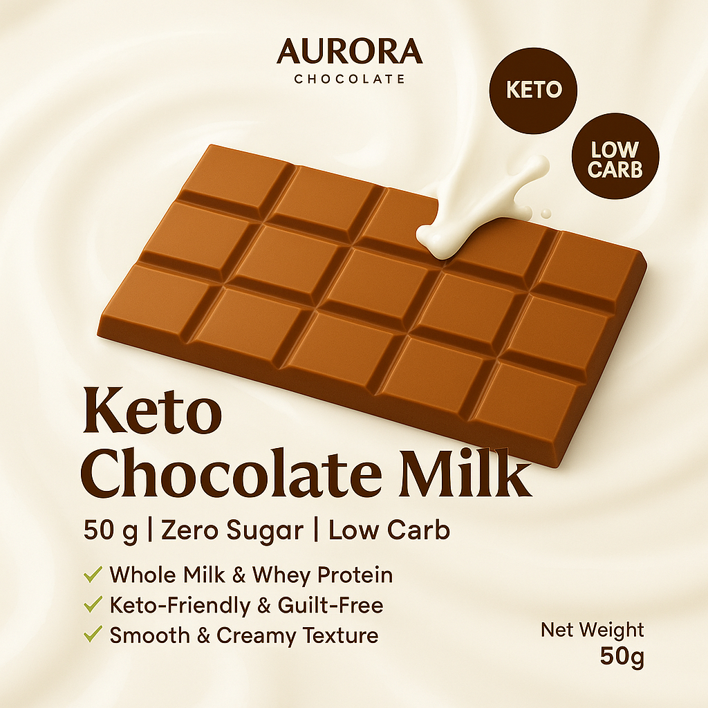 Keto Milk Chocolate | คีโต ช็อกโกแลตนม คีโตไร้น้ำตาล 50 กรัม | Aurora Allulose Chocolate