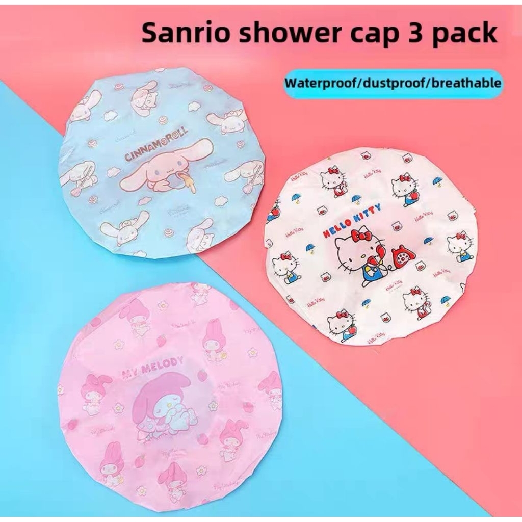 หมวกคลุม​ผมอาบน้ำ​ Sanrio​ (แพ็ค​ 3​ ชิ้น)​ ของ​ Miniso