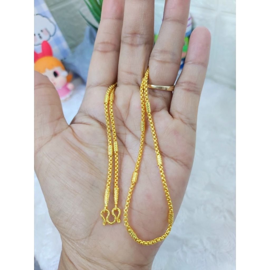 S79สร้อยคอบล็อคสลับแท่งหนัก2สลึง1บาท งานตันแน่นชุบทองเคลือบสวยเหมือนจริง แถมฟรีตะขอเพิ่มอีก1ชิ้น