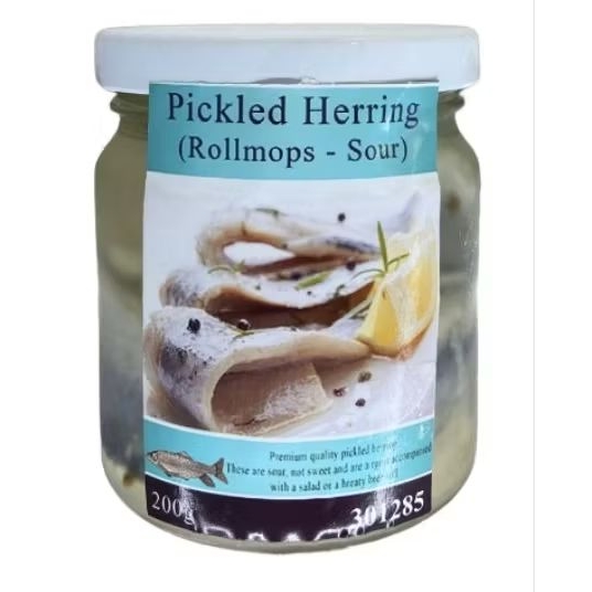 Rollmops Pickled Herring Jar 200g. - โรลม็อป ปลาเฮอริ่งดองในขวดโหล ขนาด  200 กรัม.