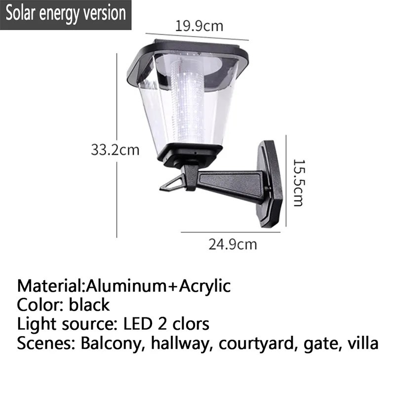 ไฟโซล่าเซลล์ติดผนัง โคมไฟโซล่าเซลล์ LED เปิด-ปิด อัตโนมัติ เปลี่ยนแสงได้ 2แสง อลูมิเนียมแข็งแรง ไร้สนิม สว่างทั้งคืน - รูปที่ 7