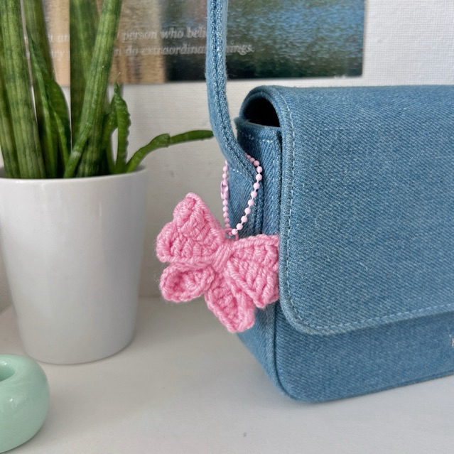 Bow Keychain   พวงกุญแจไหมพรมโบว์ พวงกุญแจริบบิ้นไหมพรม