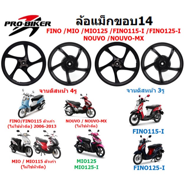 *รวมรุ่น* ล้อแม็ก FINO MIO NOUVO MIO125 FINO115I FINO125I จานดิสหน้า3รู 4รู ล้อแม็กมีโอ ล้อแม็กฟีโน่