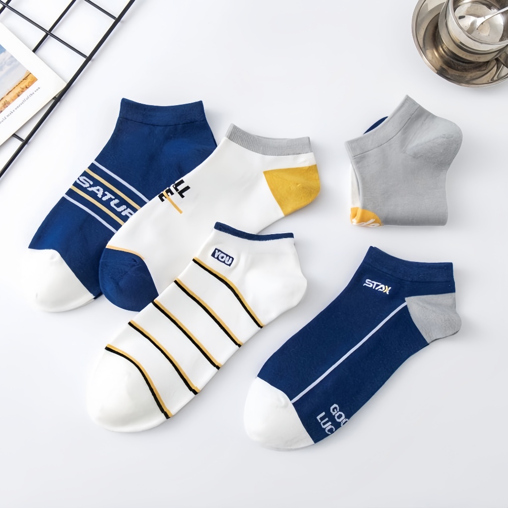 ถุงเท้าผู้ชายข้อสั้น  ถุงเท้าแฟชั่นเกาหลี (5ลาย/10คู่) เนื้อผ้านุ่มงานถักอย่างดี NO.B142/STAX - รูปที่ 2