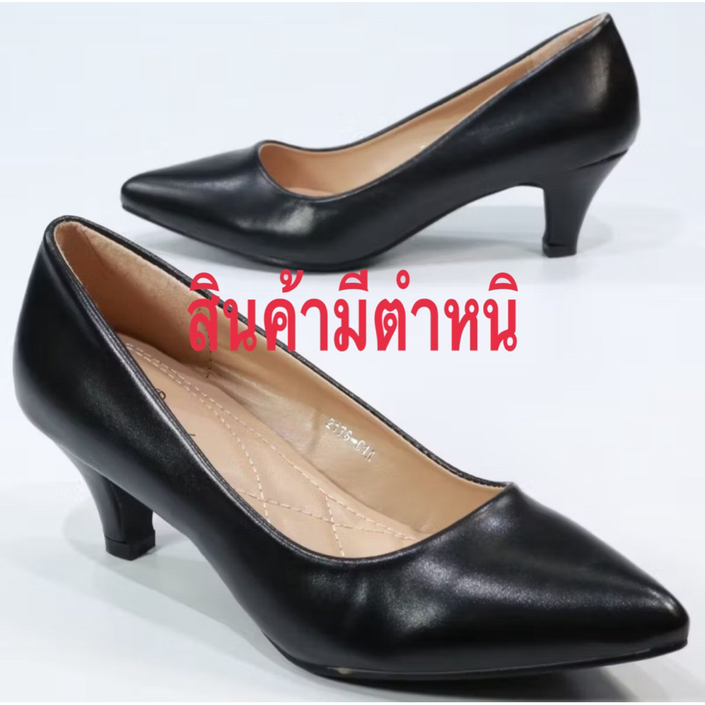 *2176-C1A,C1B,1A,1B* รองเท้าคัชชูนักศึกษา ส้นสูง คัชชูสีดำ 2.2 นิ้ว FAIRY หนัง P