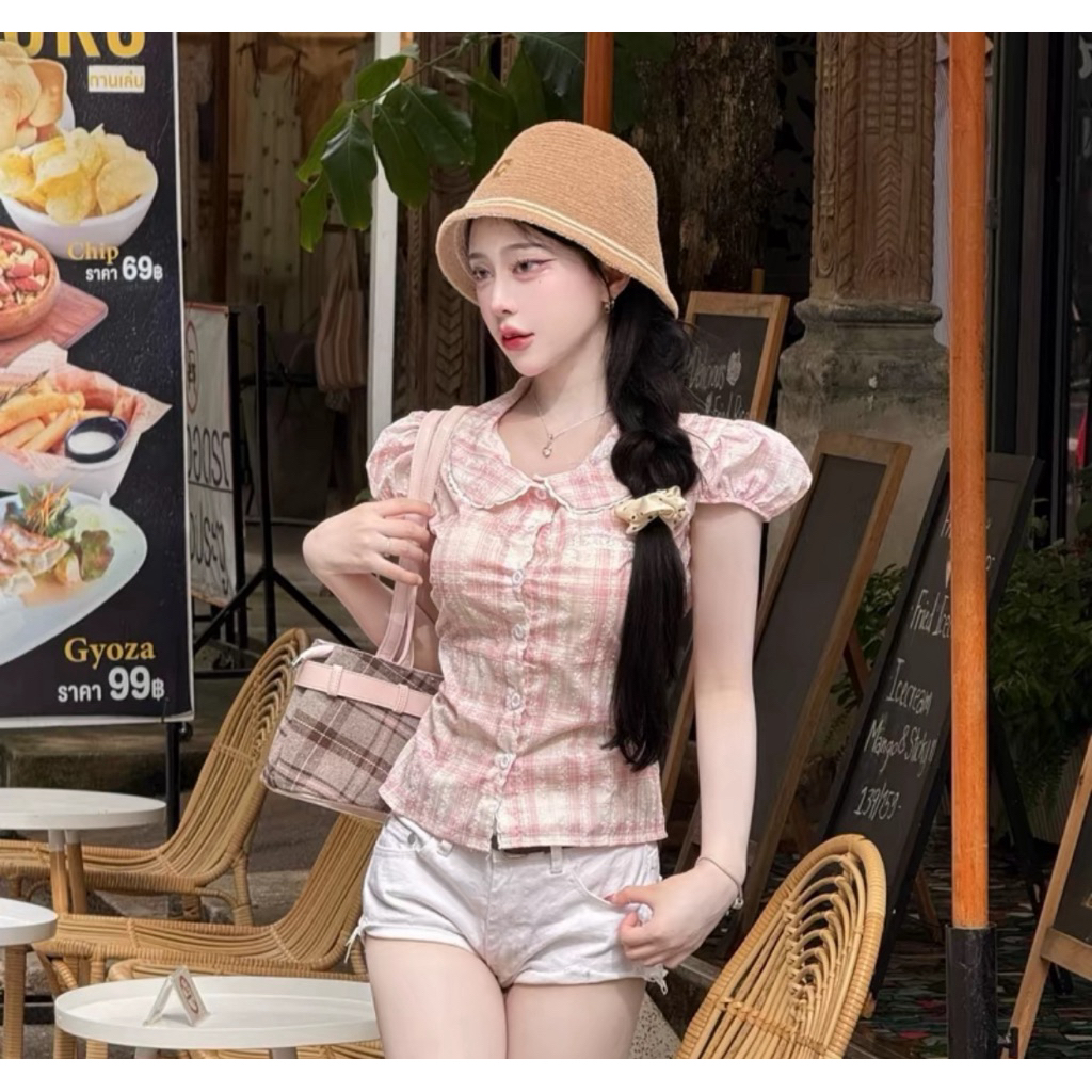 °♡• •♡ 🎀 RIKA น้องโซล มือ1 เสื้อคอบัวแขนจั้มตุ๊กตาผูกหลัง