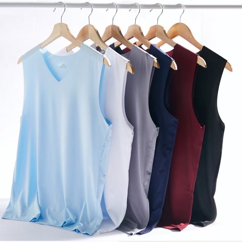 เสื้อกล้ามผู้ชาย เสื้อแขนกุด คอวี ระบายอากาศได้ดี ไร้ขอบ ผ้านุ่มผ้าลื่นบางเบา\ M-5XL\##TB0199