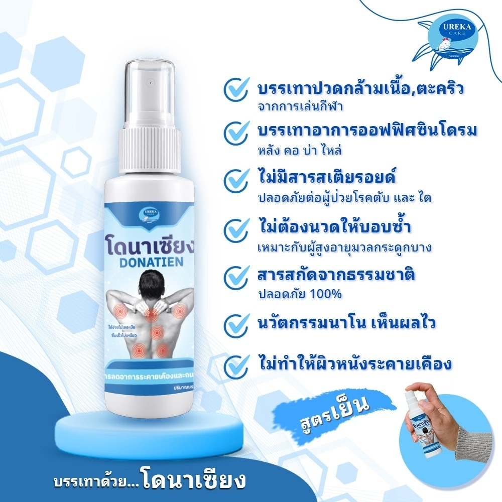 โดนาเซียง(Donatien) สเปรย์โลชั่นบรรเทาปวด คลายกล้ามเนื้อ ตะคริว (สูตรเย็น)