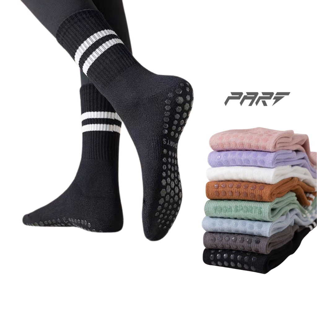 ถุงเท้าแบบข้อยาว  Yoga Sock พิลาทิส มีปุ่มกันลื่น เหมาะสำหรับโยคะ Cotton yoga socks