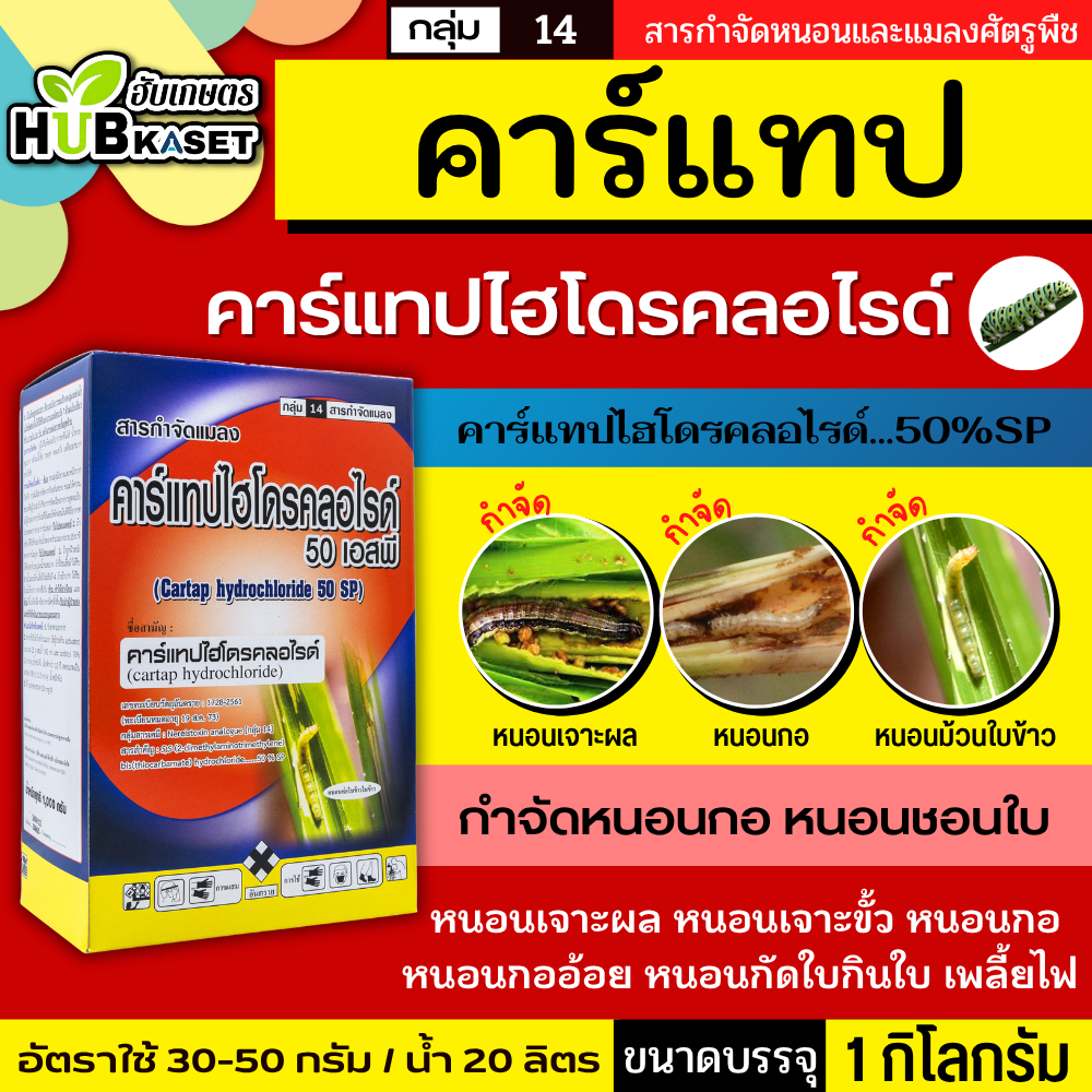 คาร์เเทปไฮโดรคลอไรด์ 1กิโลกรัม  กำจัดหนอนกอ หนอนม้วนใบ หนอนกระทู้ เพลี้ยอ่อน เป็นพิษต่อผึ้งต่ำ