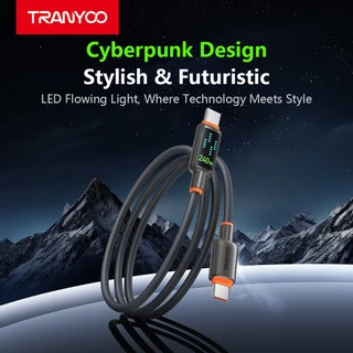 TRANYOO สายชาร์จเร็วมือถือ 240W TYPE-C เอฟเฟกต์แสงแบบไดนามิก ชิป E-MARKER lig&tning 36W