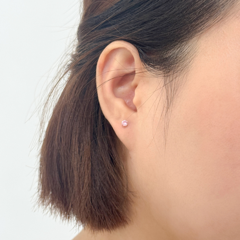 earika.earrings - punch crush crown set เซ็ตต่างหูหัวใจชมพู ก้านเงินแท้ชุบทองคำขาว เหมาะสำหรับคนแพ้ง่าย - รูปที่ 3