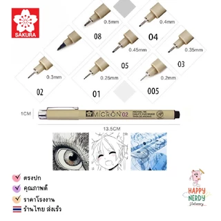 SAKURA (ซากุระ) ปากกาพิกม่าสี SAKURA หมึกสีดำ Pigma Pen (ปากกาตัดเส้น) แบบด้ามเดี่ยว