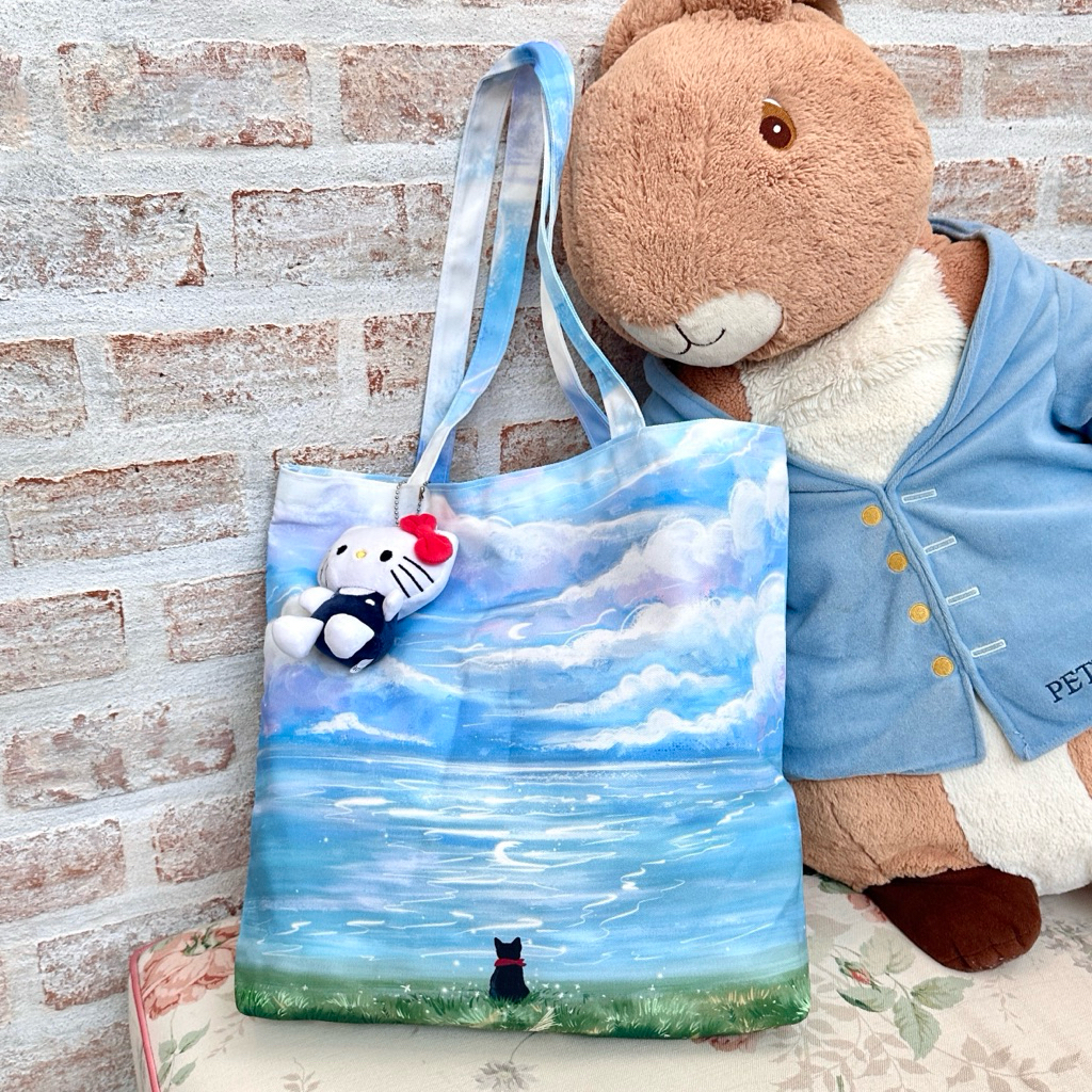 กระเป๋าผ้า Bobo and sky - มีซิบ พร้อมส่ง