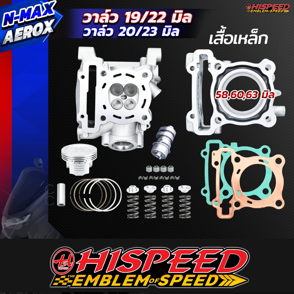 เสื้อเหล็ก+ลูกสูบ+แคมแต่ง+ฝาวาล์ว+ชุดซีลเล็บวาล์ว+สปริงรีเทนเนอร์+ชุดปะเก็น+กระเดื่อง | NMAX155,AERO