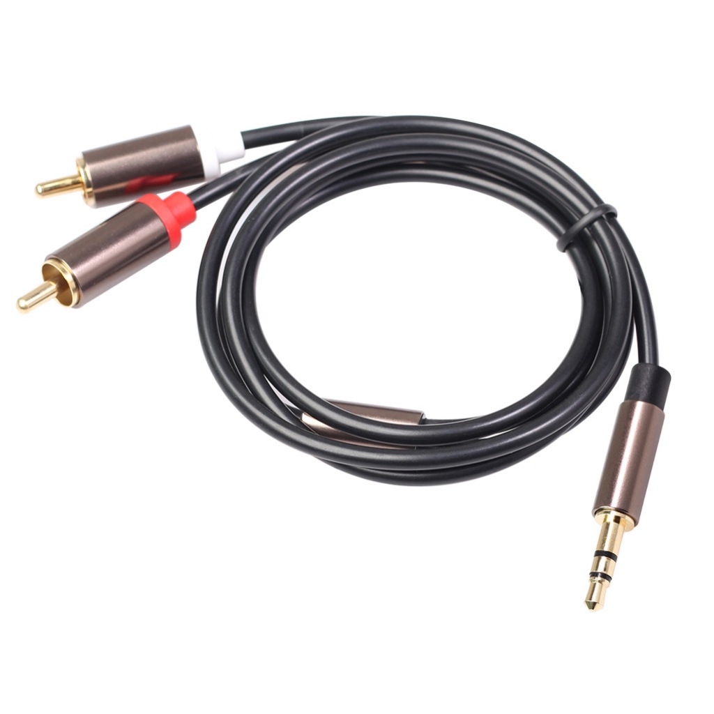 สายเสียง 3.5mm to 2RCA สาย RCA พรีเมียม ขายดี RCA Cable ทองแดงแท้ หัวชุบทอง ความยาว: 1 ม. 🛍️ ส่งไวทั่วไทย