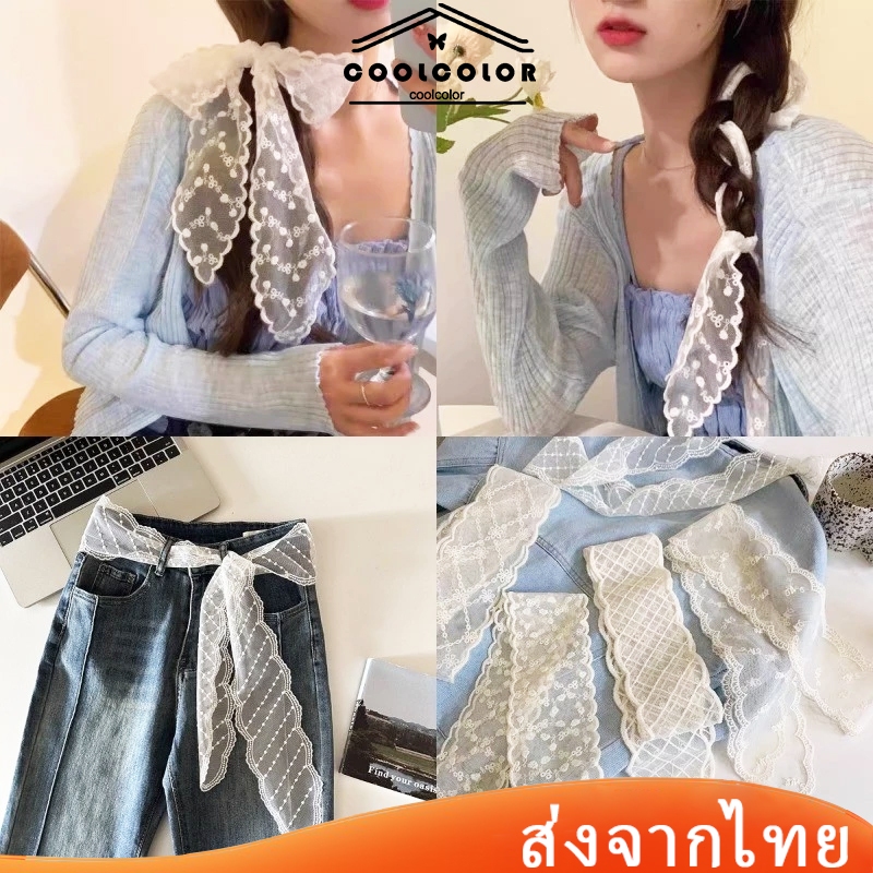 ในไทย💖สร้อยคอลูกไม้ อเนกประสงค์ Insสไตล์เกาหลีหวาน ที่คาดผมผ้าพันคอ สามในหนึ่งเดียว สําหรับผู้หญิง