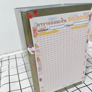 กระปุกออมสินปี๊บและตารางออมเงิน 50000 ออมช่องละ 100