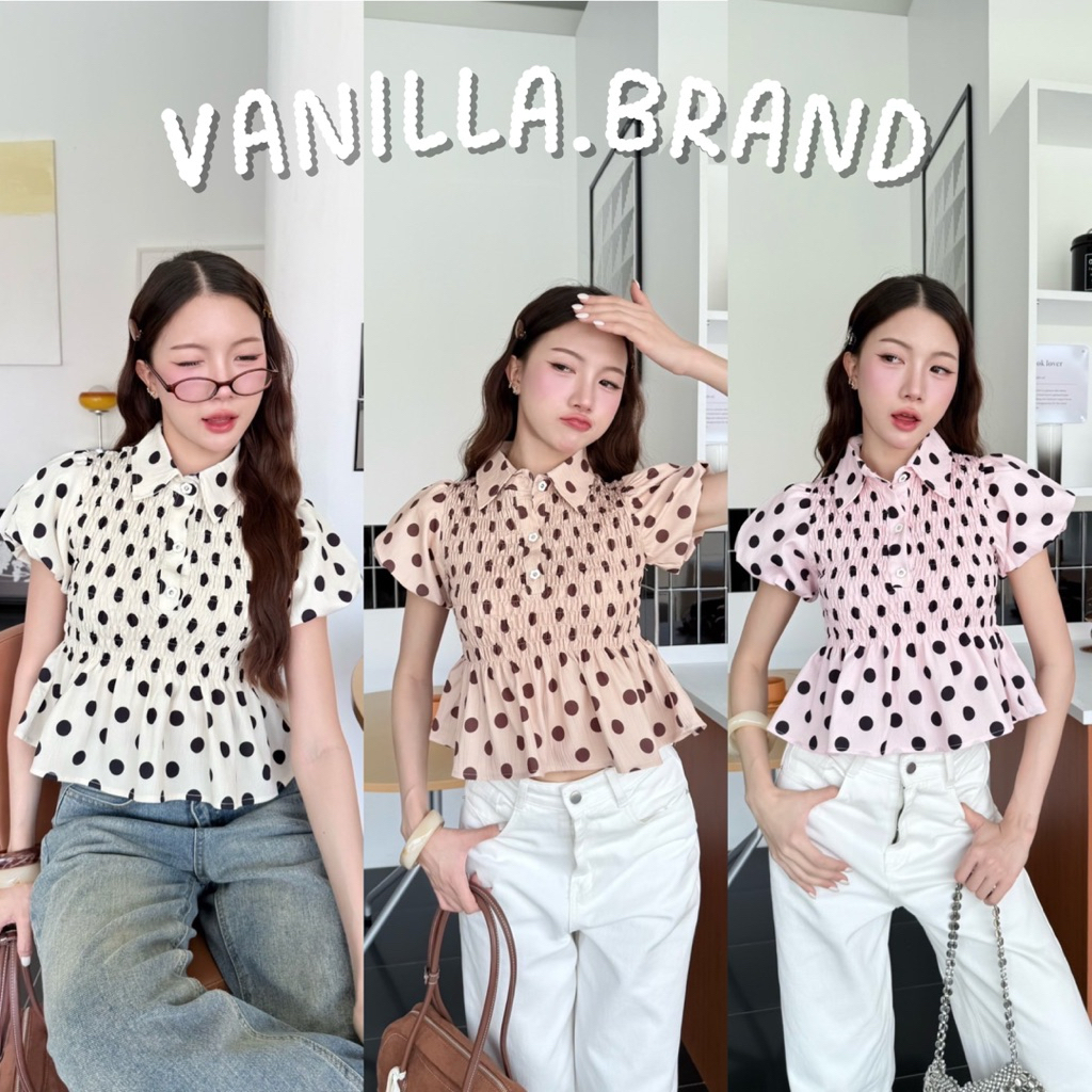 เสื้อคอปก แขนบอลลูน สม็อครอบตัว -kn / VB0556
