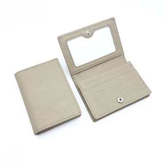 รุ่นใหม่ หนังแท้!มีกระดุมเปิด-ปิด กระเป๋าสตางค์ใส่บัตร พับได้ W028
